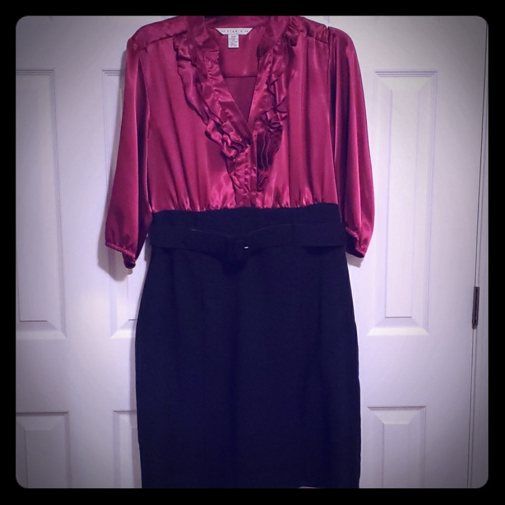 Magenta & Black Ruffled-Top Dress